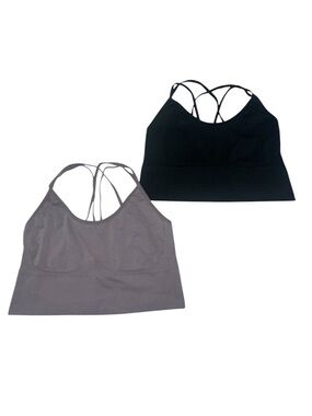 Strappy Sports Bras Medium Support Seamless Black Purple Athleisure Size S/M